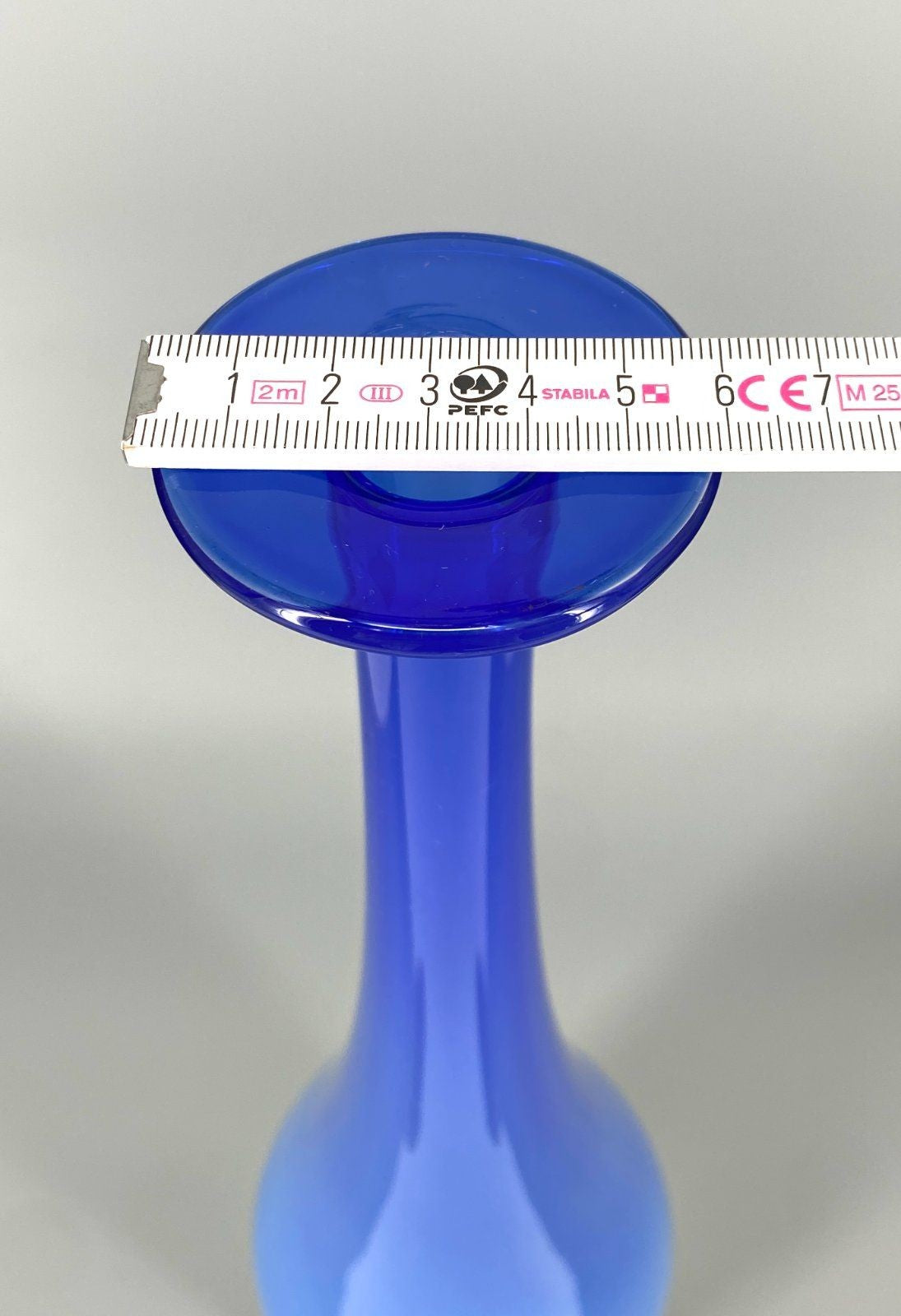 *GLASVASE MURANOGLAS VINTAGE LÄNGLICH 45CM AZURBLAU SPEKTAKULÄR