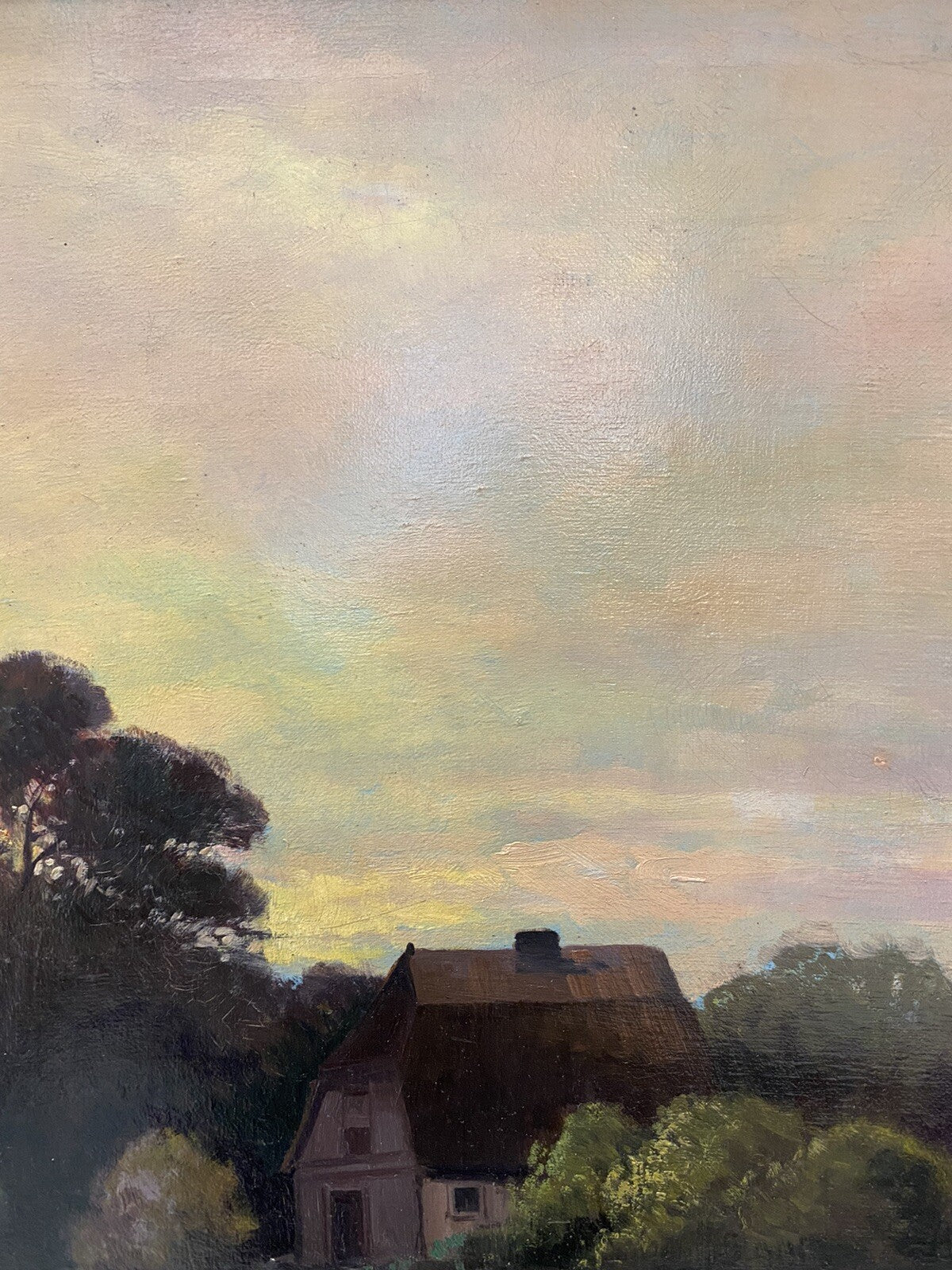 * ALBERT BLAETTER ABENDSTIMMUNG ÖLGEMÄLDE 30er FLUSS MOOR BOOT