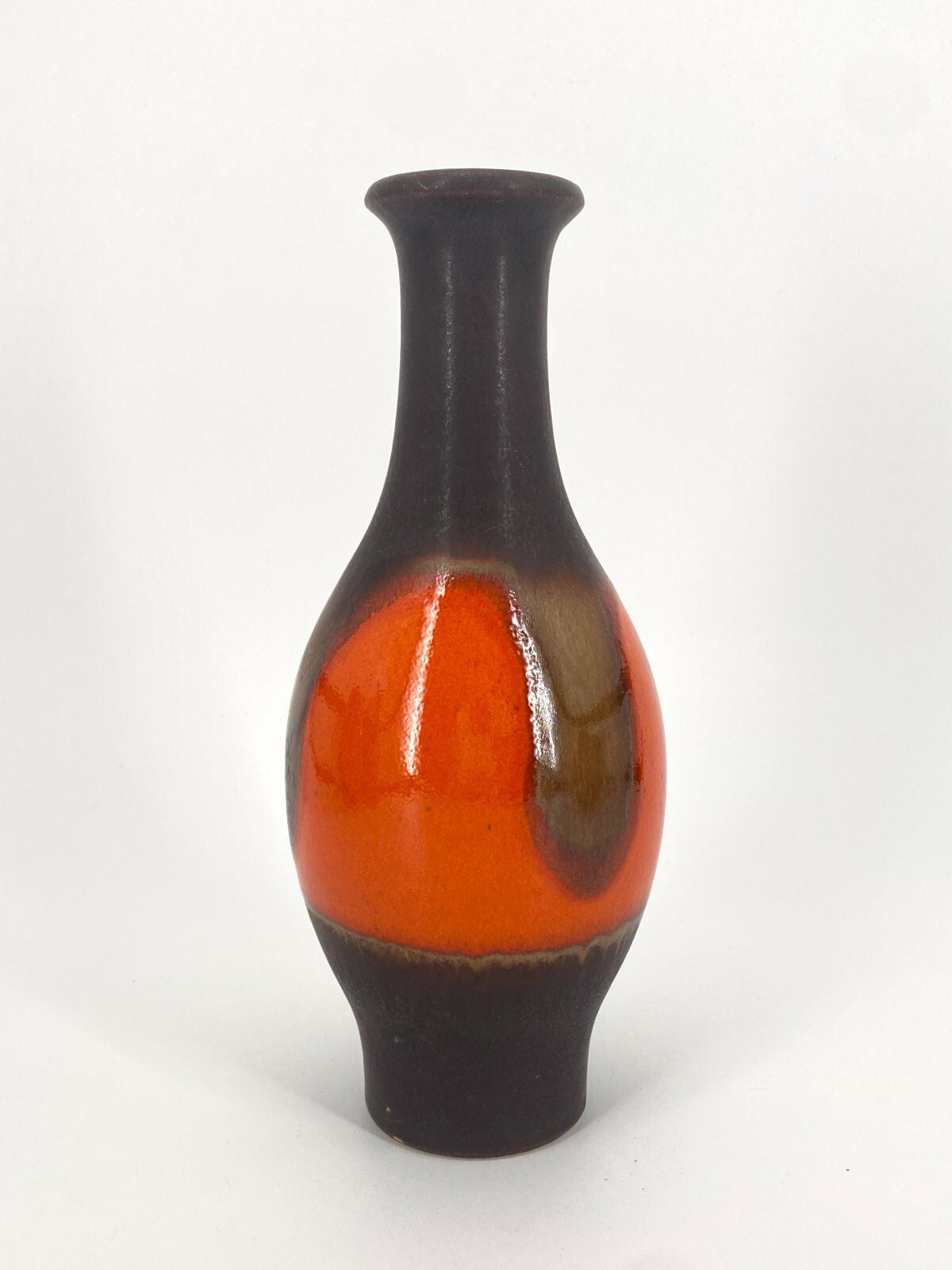 * JASBA STUDIOKERAMIK VASE W.-GERMANY ORANGE BRAUN 60ER 70ER
