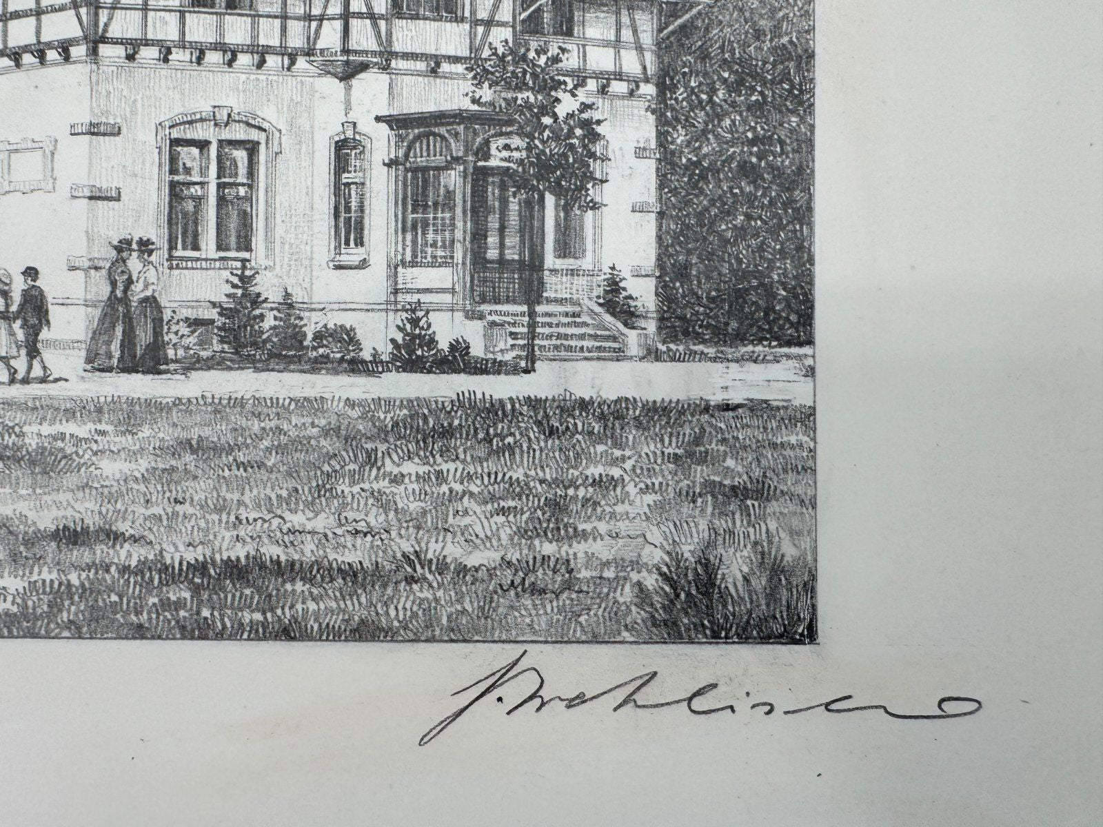 * HEINZ WEHLISCH ZEICHNUNG LIPPSTADT WALDSCHLÖSSCHEN ANSICHT SIGNIERT