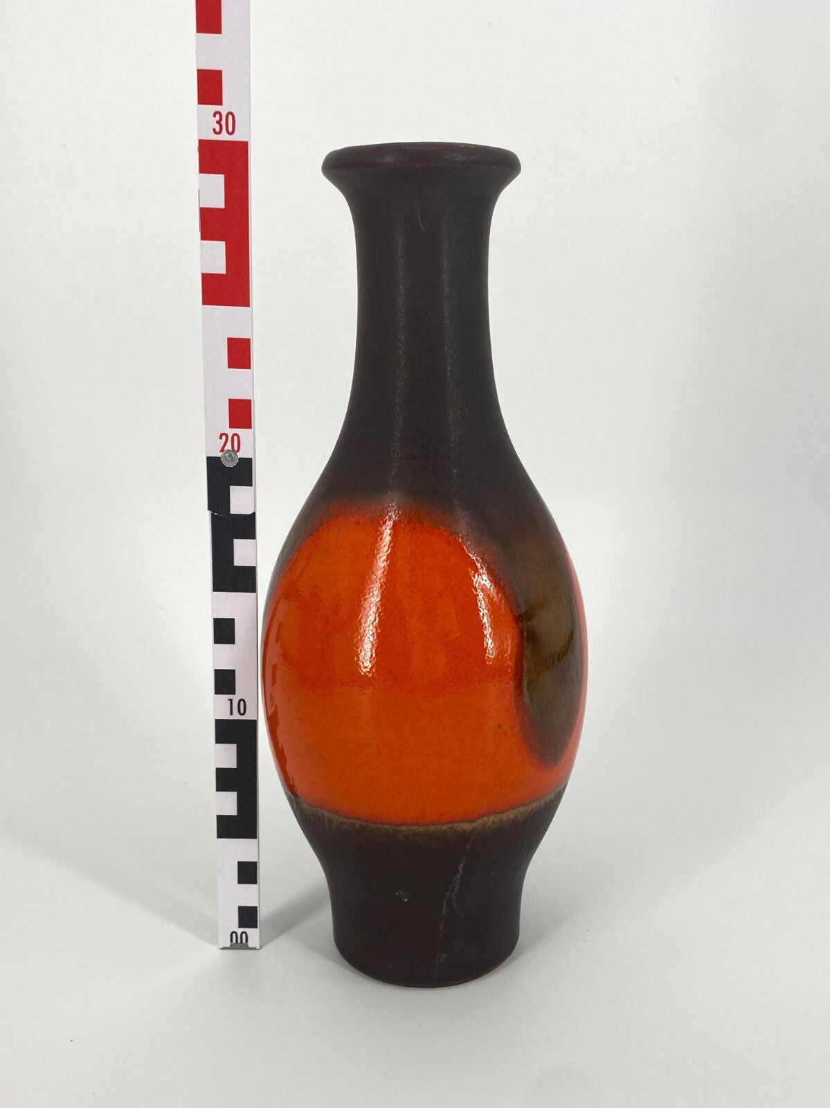 * JASBA STUDIOKERAMIK VASE W.-GERMANY ORANGE BRAUN 60ER 70ER
