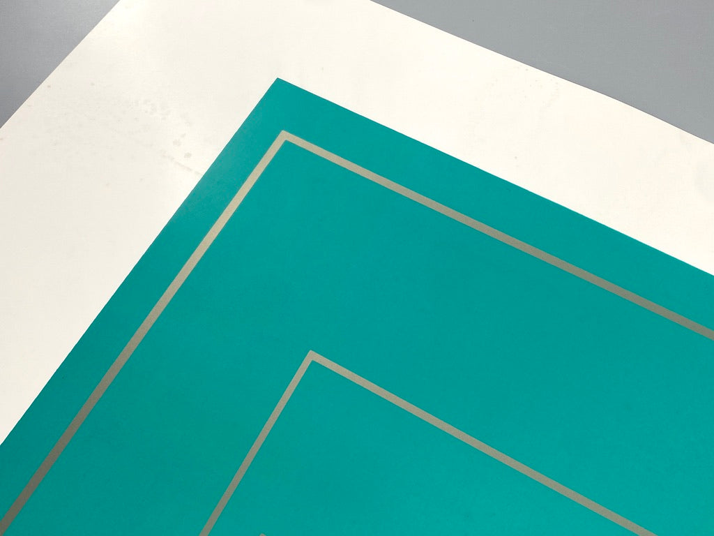 Beidseitig bedruckte Konkrete Kunst Druckgrafik von Joachim Albrecht (1913‒1997), Deutschland um 1970