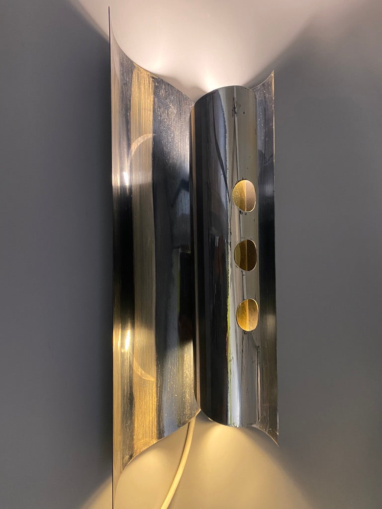 Versilberte Wandlampe im brutalistischen Stil, seltene Prototypen von Lechleitner Leuchten, Deutschland