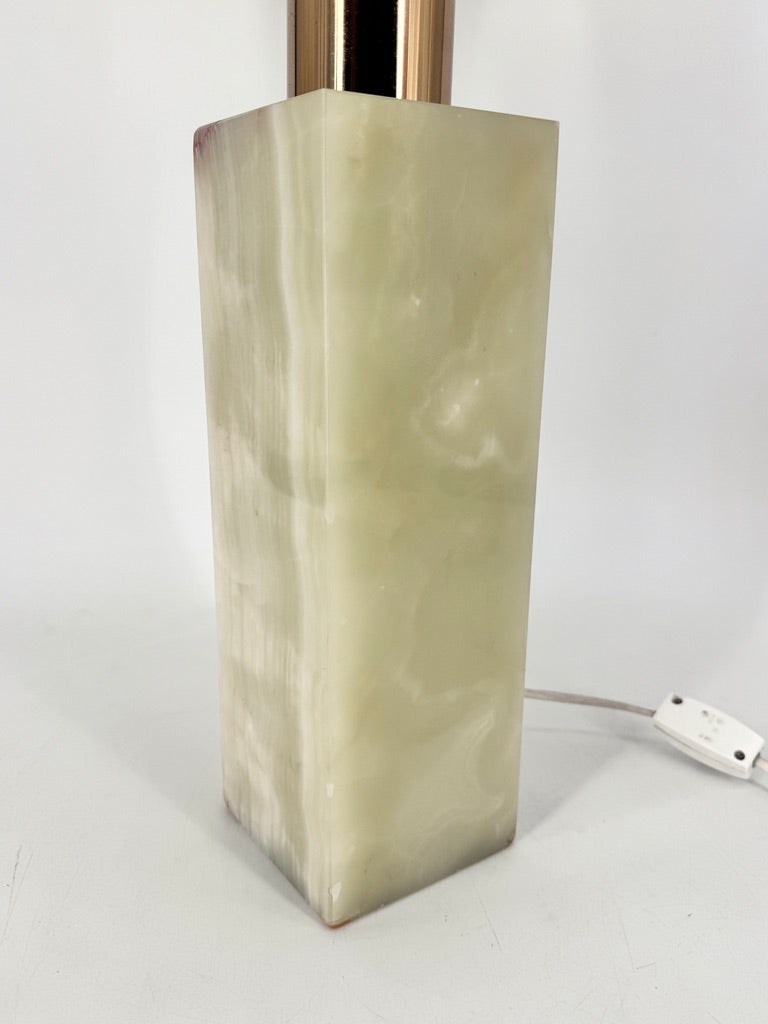 Tischlampe mit Stoffschirm und Sockel aus Onyx, um 1960/1970