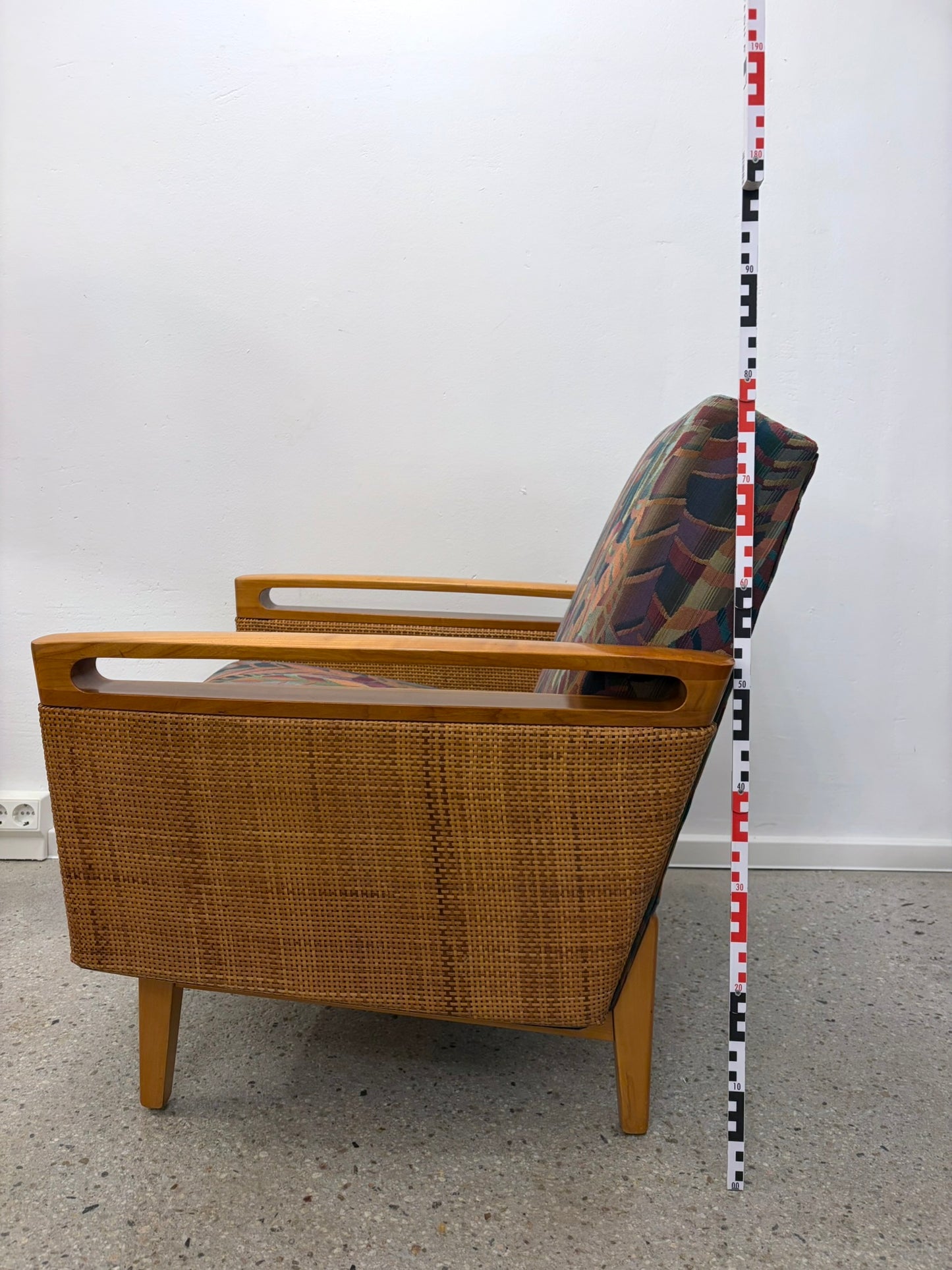 Mid Century Design Sessel mit Korbgeflecht, 50er