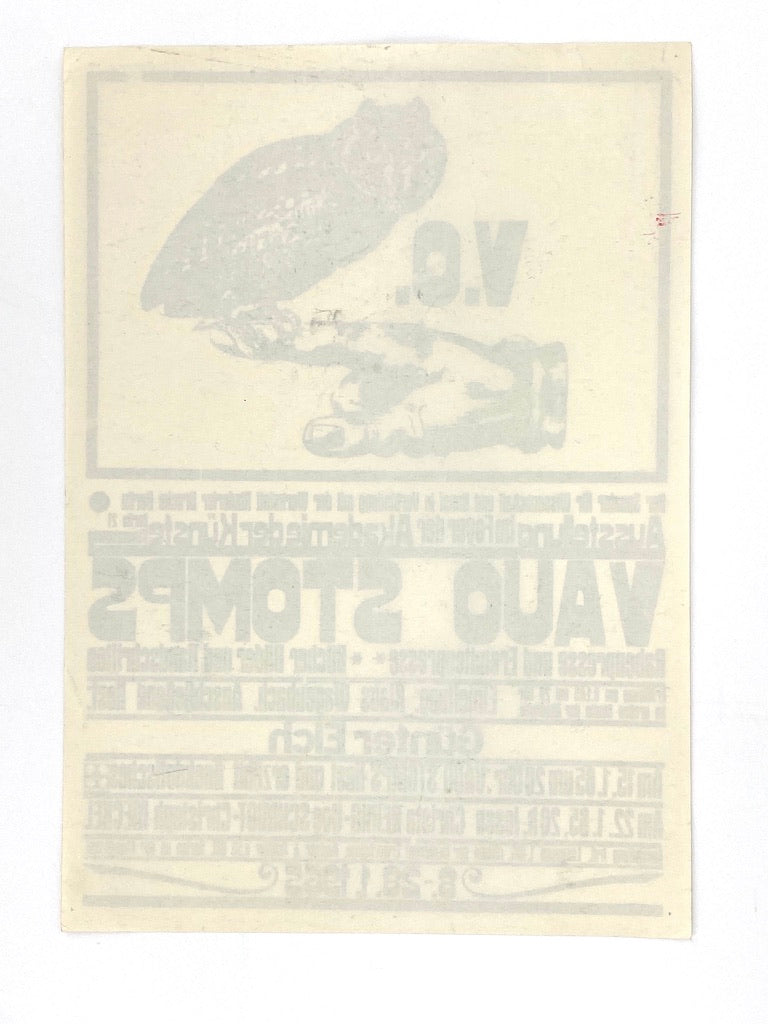 Plakat der Ausstellung über das Werk von V. O. Stomps in der Akademie der Künste, Deutschland 1965