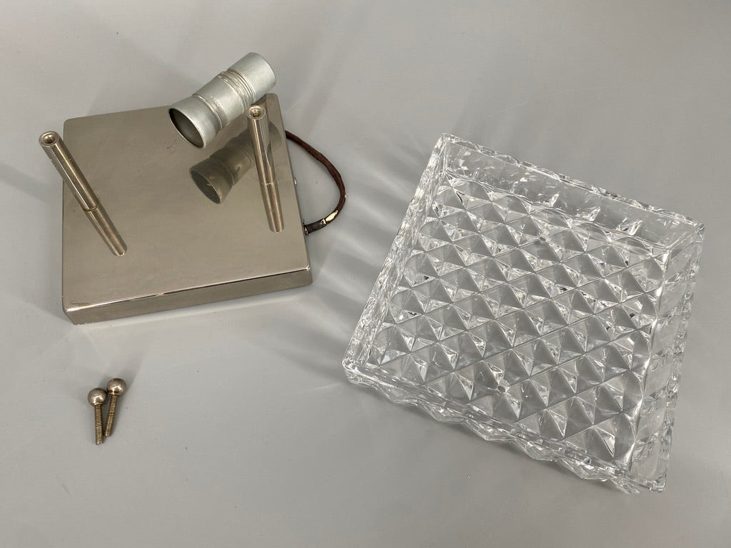 Quadratische Wandlampe mit Strukturglas von Kinkeldey, Deutschland um 1970