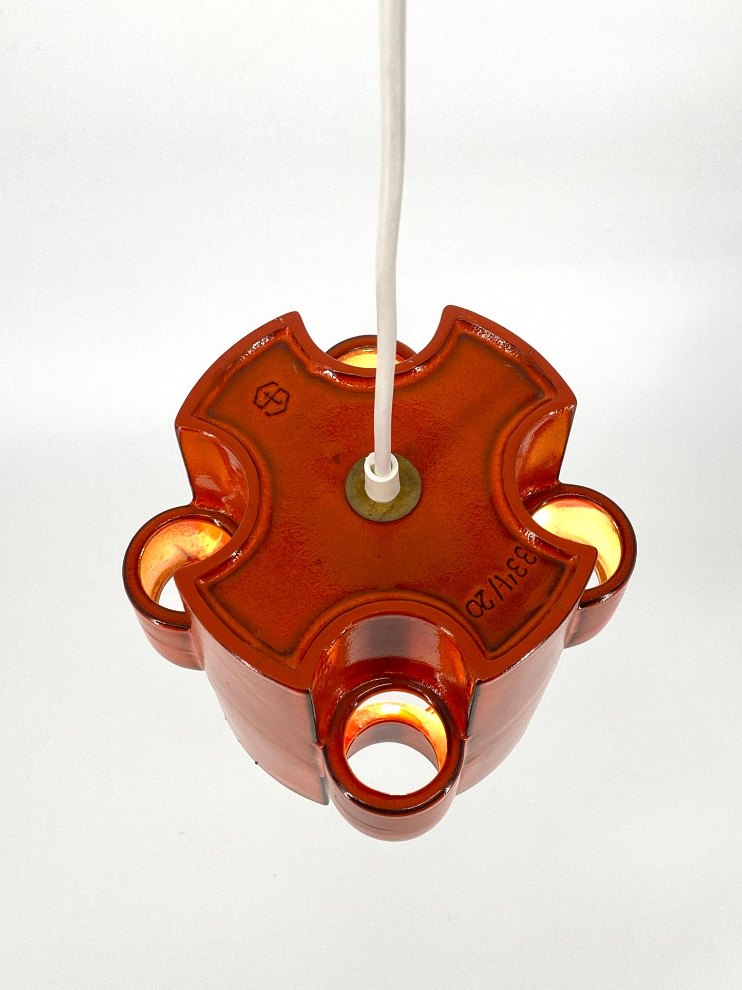 Brutalistische Deckenlampe aus glasierter Keramik von Cari Zalloni für Steuler, Deutschland 1970er