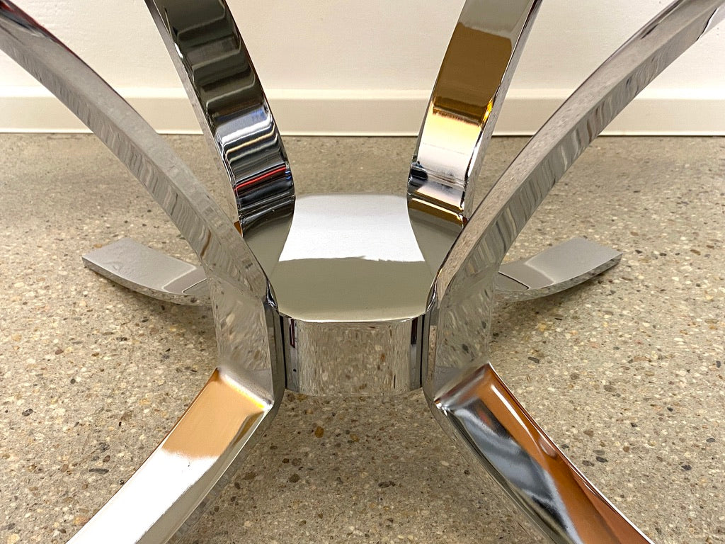 Space Age Design Couchtisch mit Rauchglasplatte und Chromgestell, 1970er