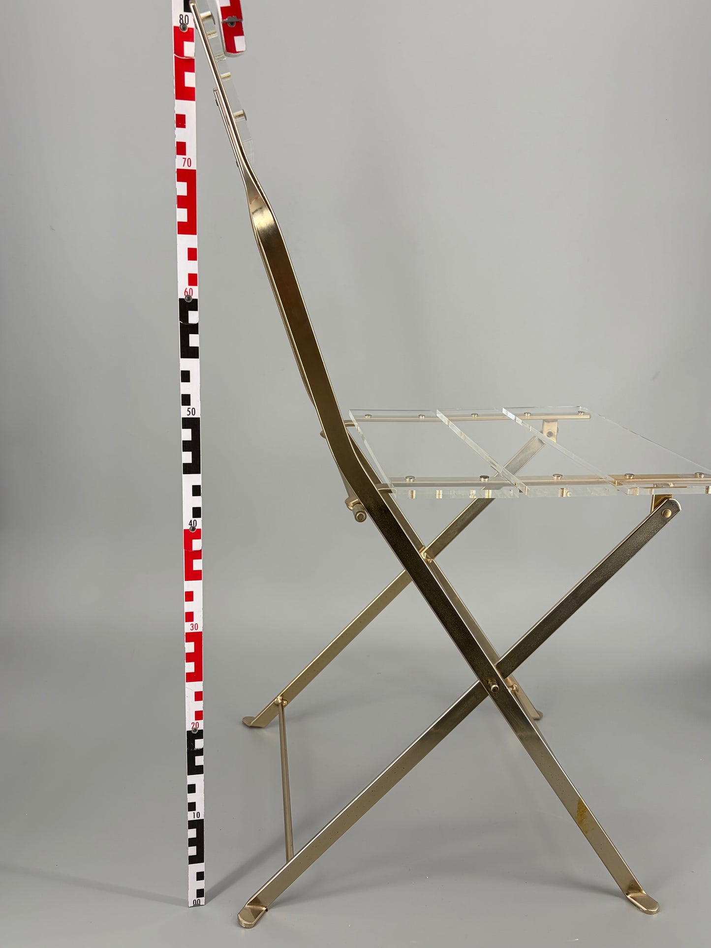 Transparenter Klappstuhl im Hollywood Regency Design von Yonel Lebovici und Bernard Berthet für Marais International, Frankreich 1973
