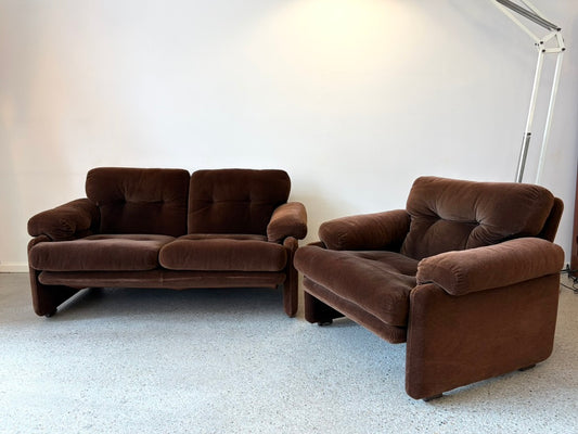Sofa und 2-Sitzer Sofa "Coronado" von Tobia Scarpa für B&B Italia, 1970er