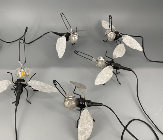 5x Wand,-oder Deckenlampe in Form einer Fliege von Sigi Bußinger für OLIGO, Deutschland 2000er