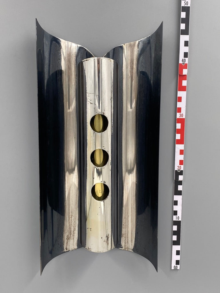 Versilberte Wandlampe im brutalistischen Stil, seltene Prototypen von Lechleitner Leuchten, Deutschland