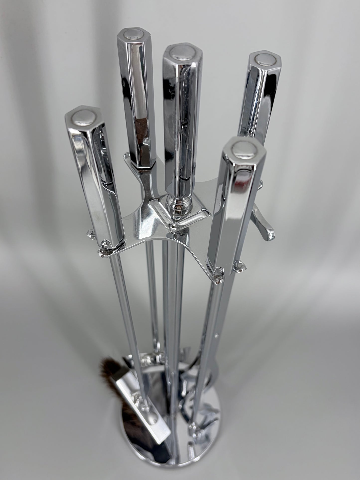 Hochwertiges Kaminbesteck aus verchromten Messing, Made in England