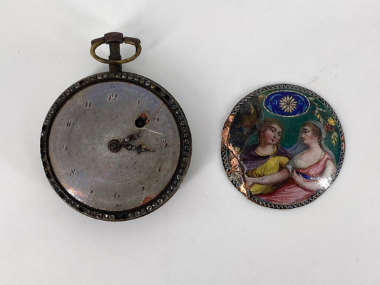 Antike Taschenuhr mit Spindelhemmung und Emaillemalerei von Breguet A Paris, Frankreich um 1800