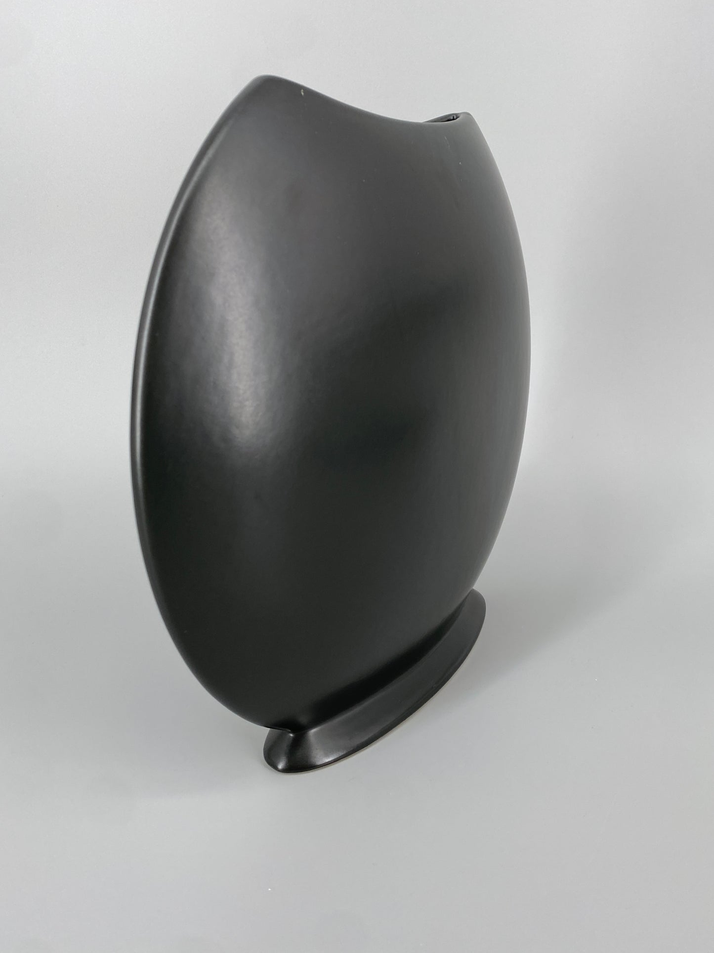 Vintage Blumenvase aus schwarz glasierter Keramik von ASA Selection, Deutschland 1980er