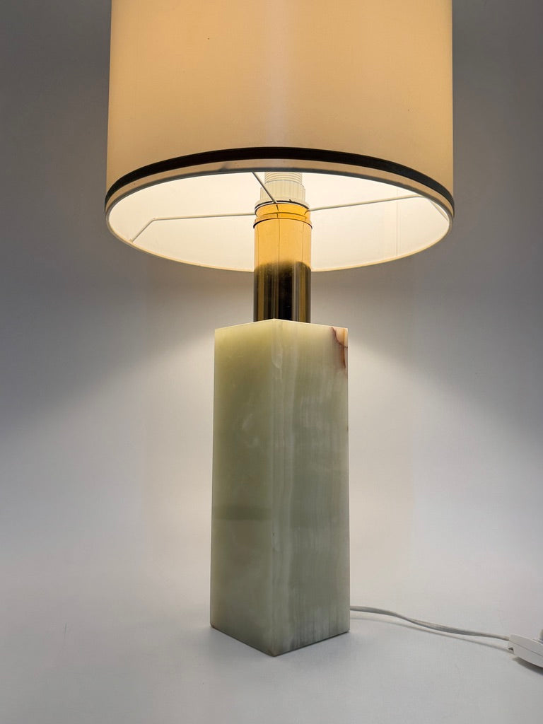 Tischlampe mit Stoffschirm und Sockel aus Onyx, um 1960/1970