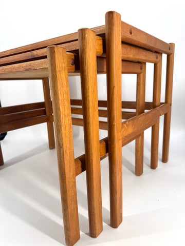 3 Satztische aus Teakholz, Mid Century Design 1960er