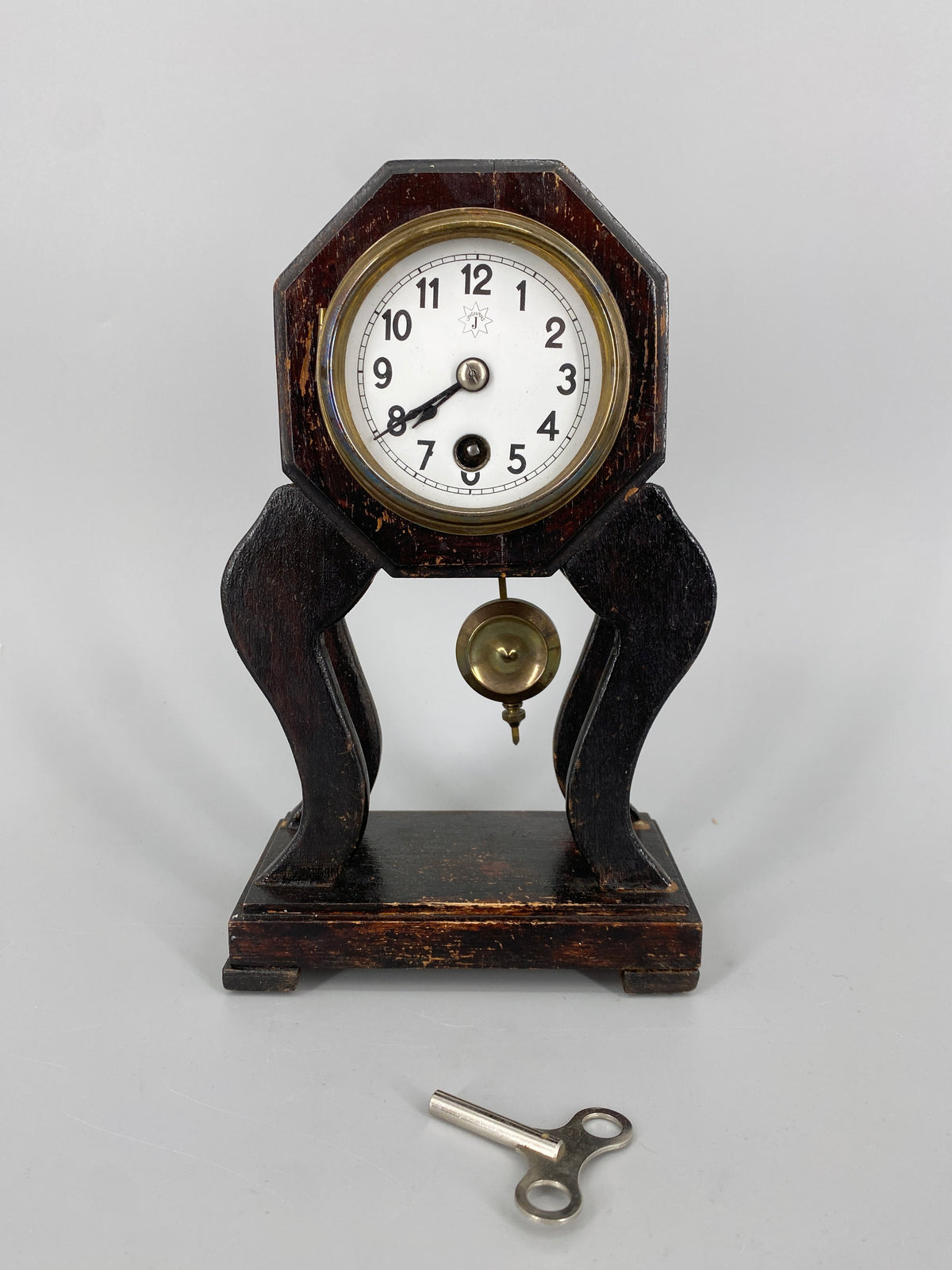 Antike Kaminuhr von Junghans mit W-123 Uhrwerk, Deutschland um 1910