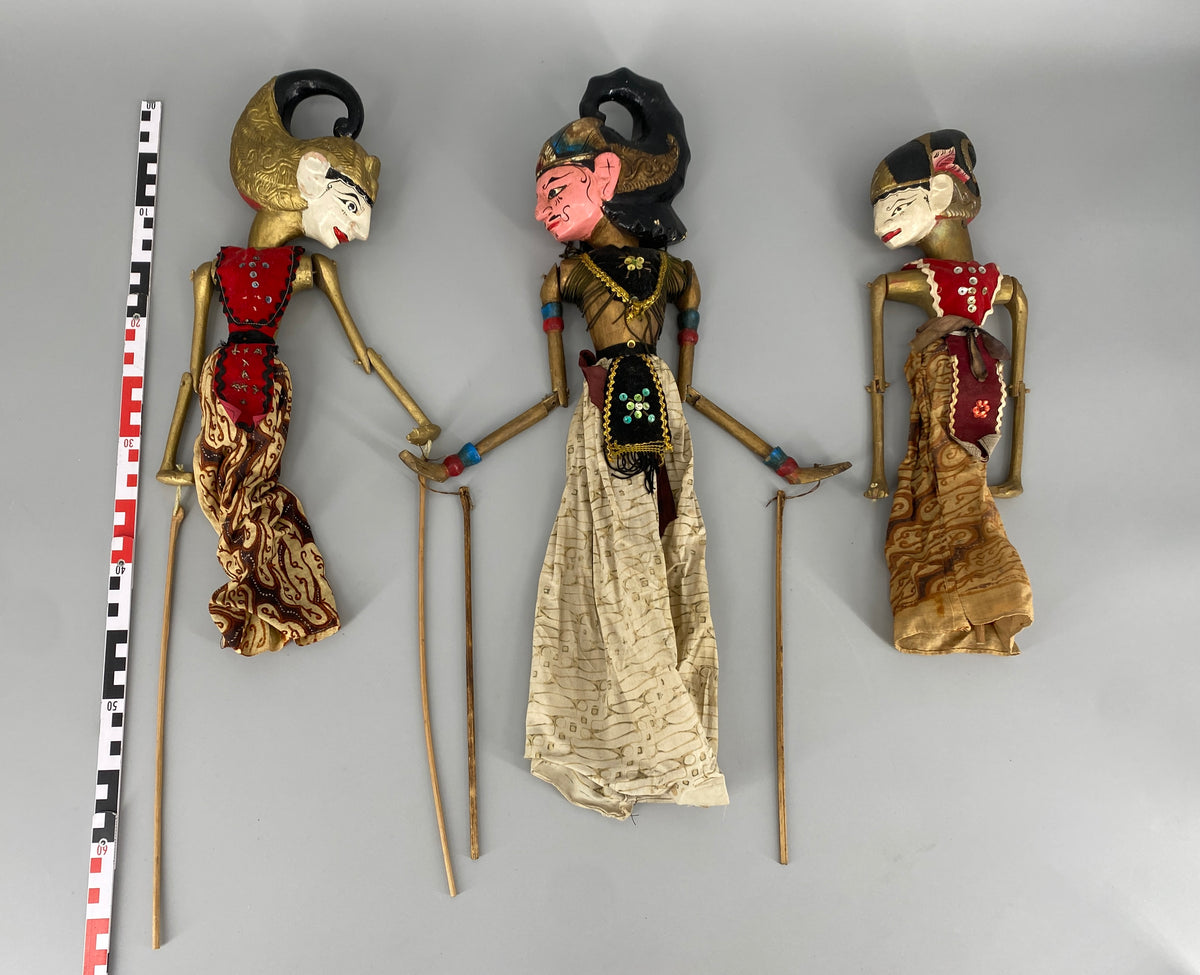 3x Wayang Golek Stabpuppen, Indonesien