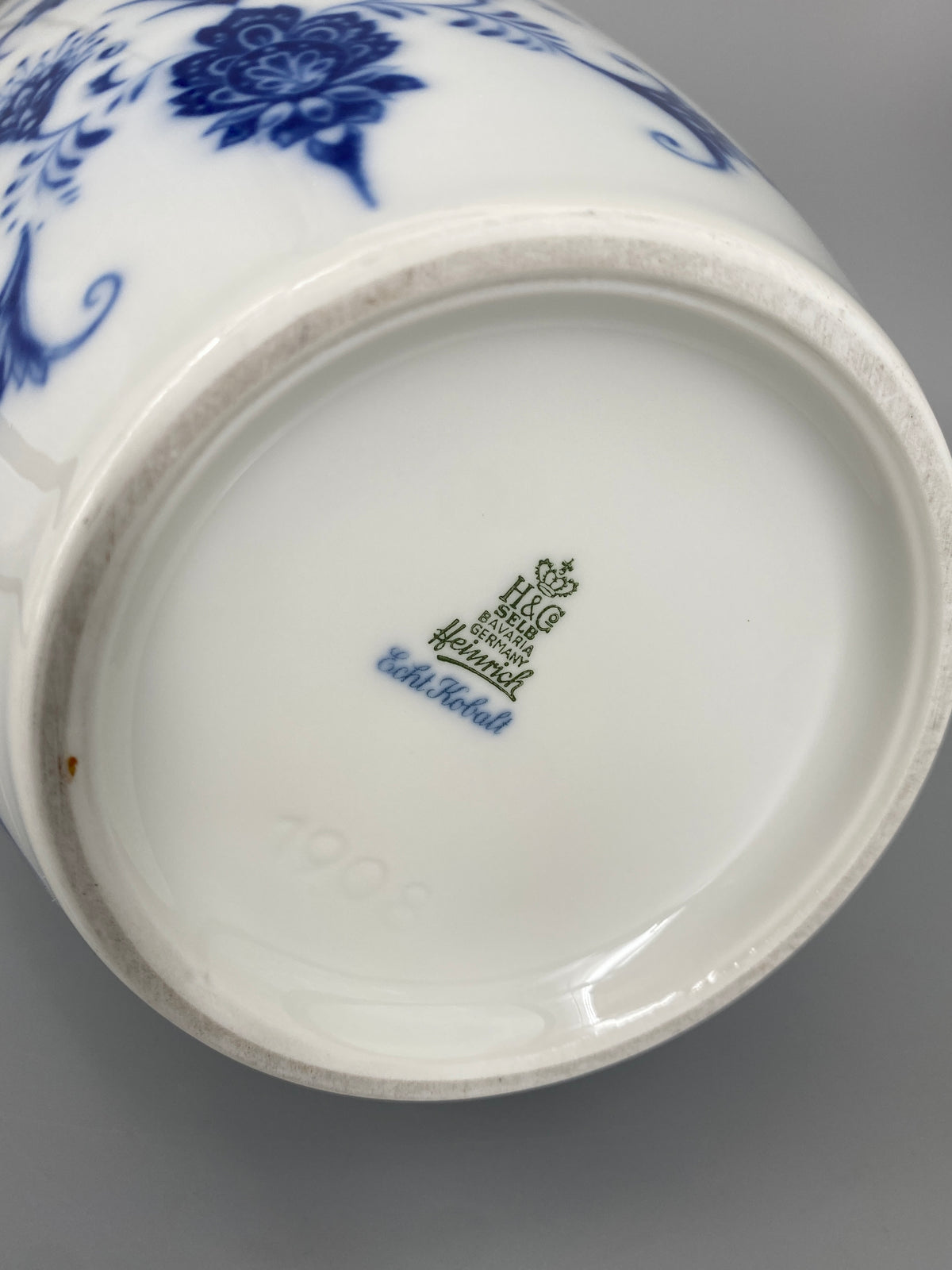 Große Porzellan Vase mit kobaltblauen-Kranichen und Blumenmotiven von Heinrich &Co aus Selb, Bayern, Deutschland 1950er