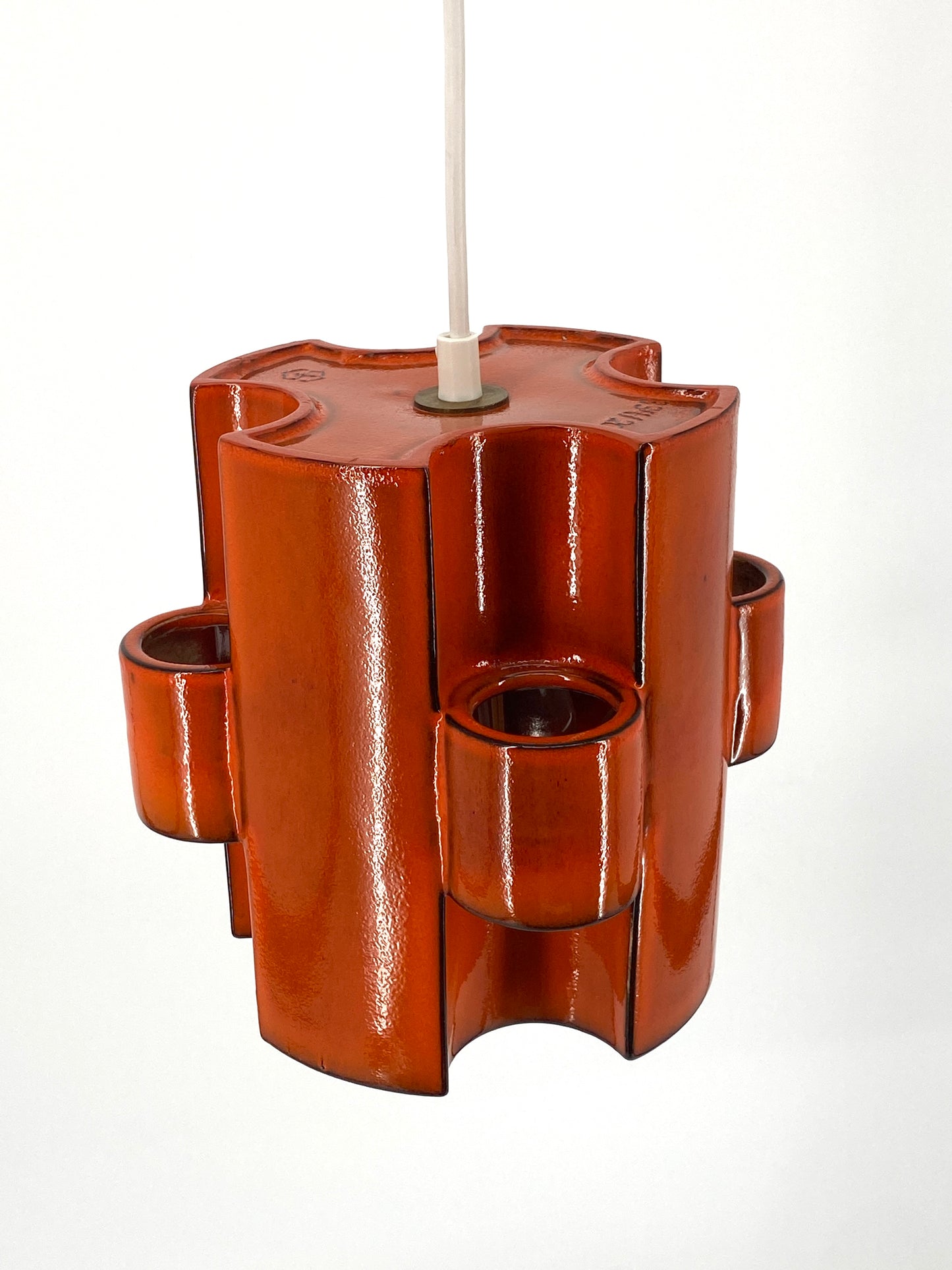 Brutalistische Deckenlampe aus glasierter Keramik von Cari Zalloni für Steuler, Deutschland 1970er
