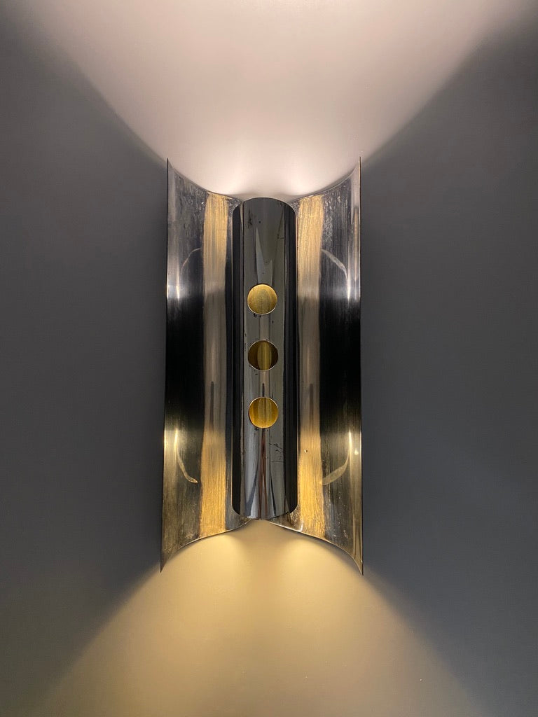 Versilberte Wandlampe im brutalistischen Stil, seltene Prototypen von Lechleitner Leuchten, Deutschland