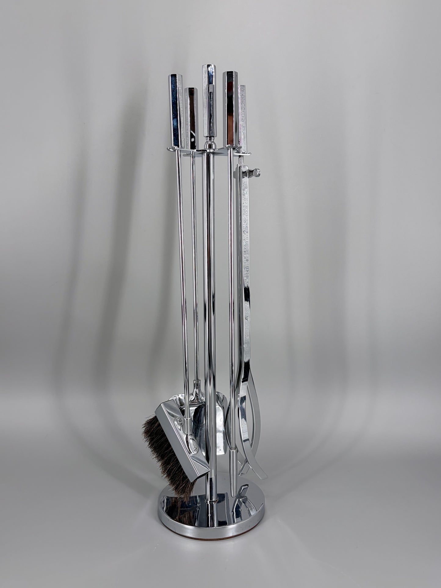 Hochwertiges Kaminbesteck aus verchromten Messing, Made in England