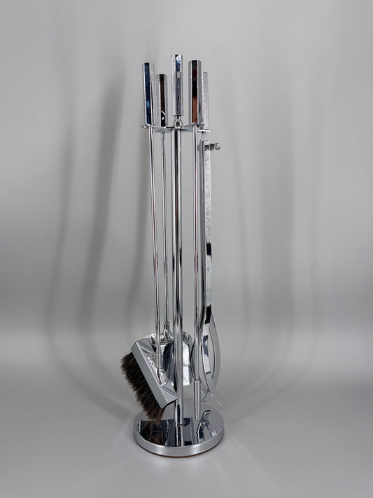 Hochwertiges Kaminbesteck aus verchromten Messing, Made in England