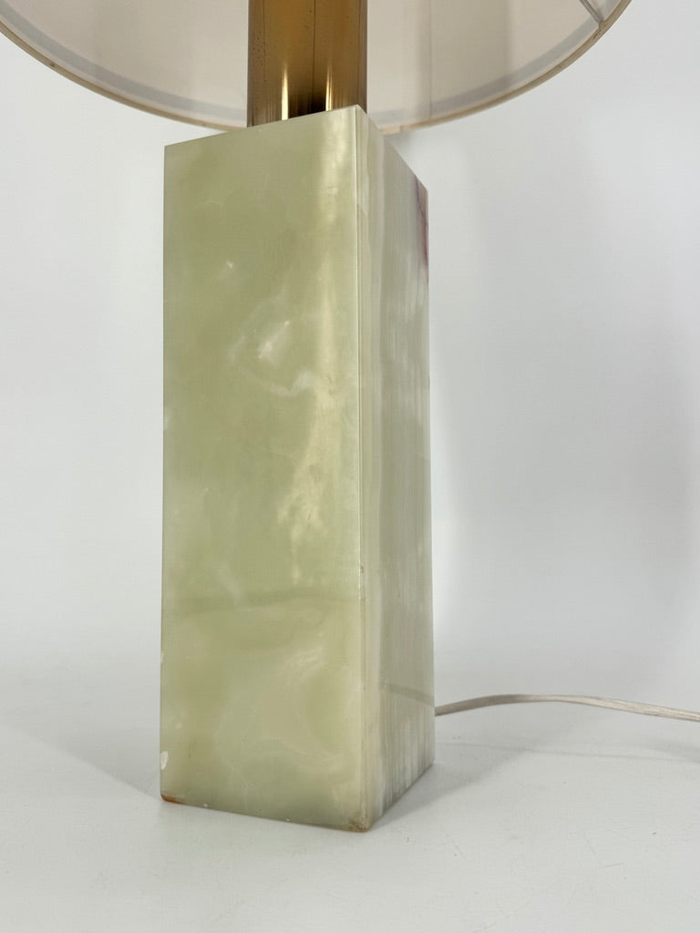 Tischlampe mit Stoffschirm und Sockel aus Onyx, um 1960/1970