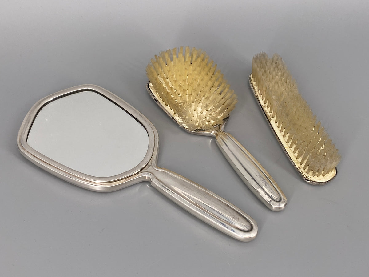 Frisiergarnitur aus 835er silber von Wilhelm Binder im Art Deco Stil, Deutschland 1930er