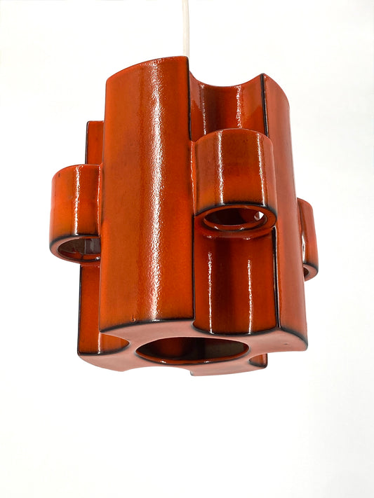 Brutalistische Deckenlampe aus glasierter Keramik von Cari Zalloni für Steuler, Deutschland 1970er