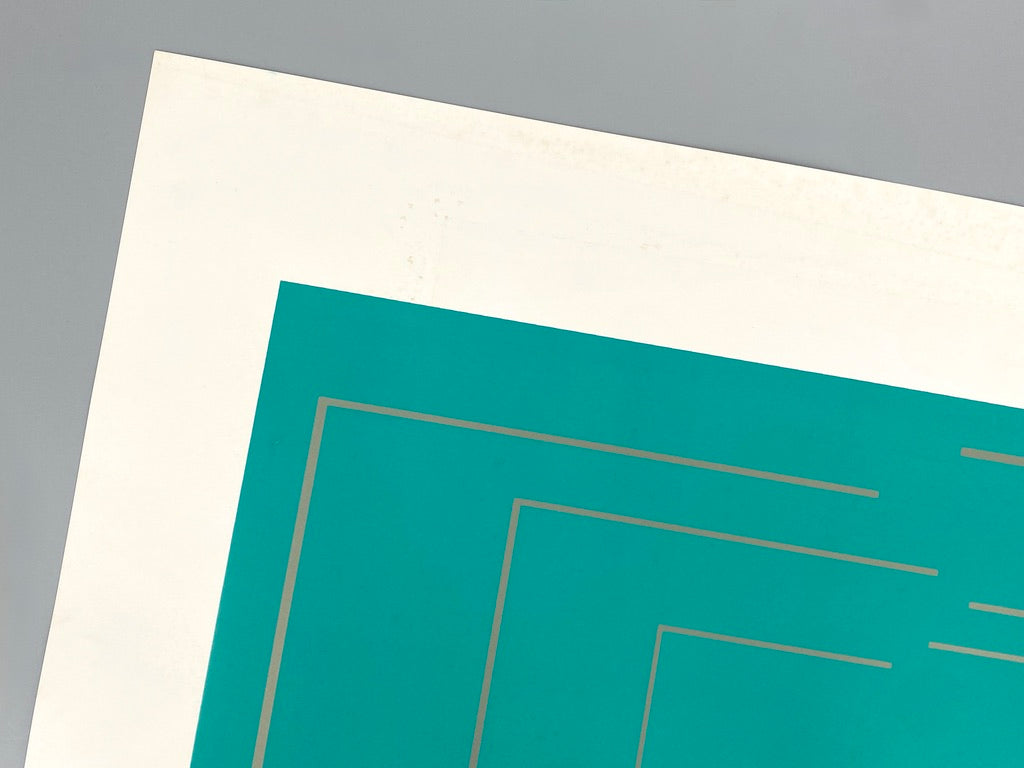 Beidseitig bedruckte Konkrete Kunst Druckgrafik von Joachim Albrecht (1913‒1997), Deutschland um 1970