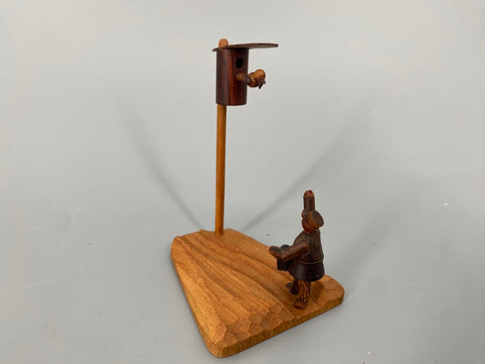 Handgeschnitzte Holzfigur aus Teakholz, Mid Century Design 1950er