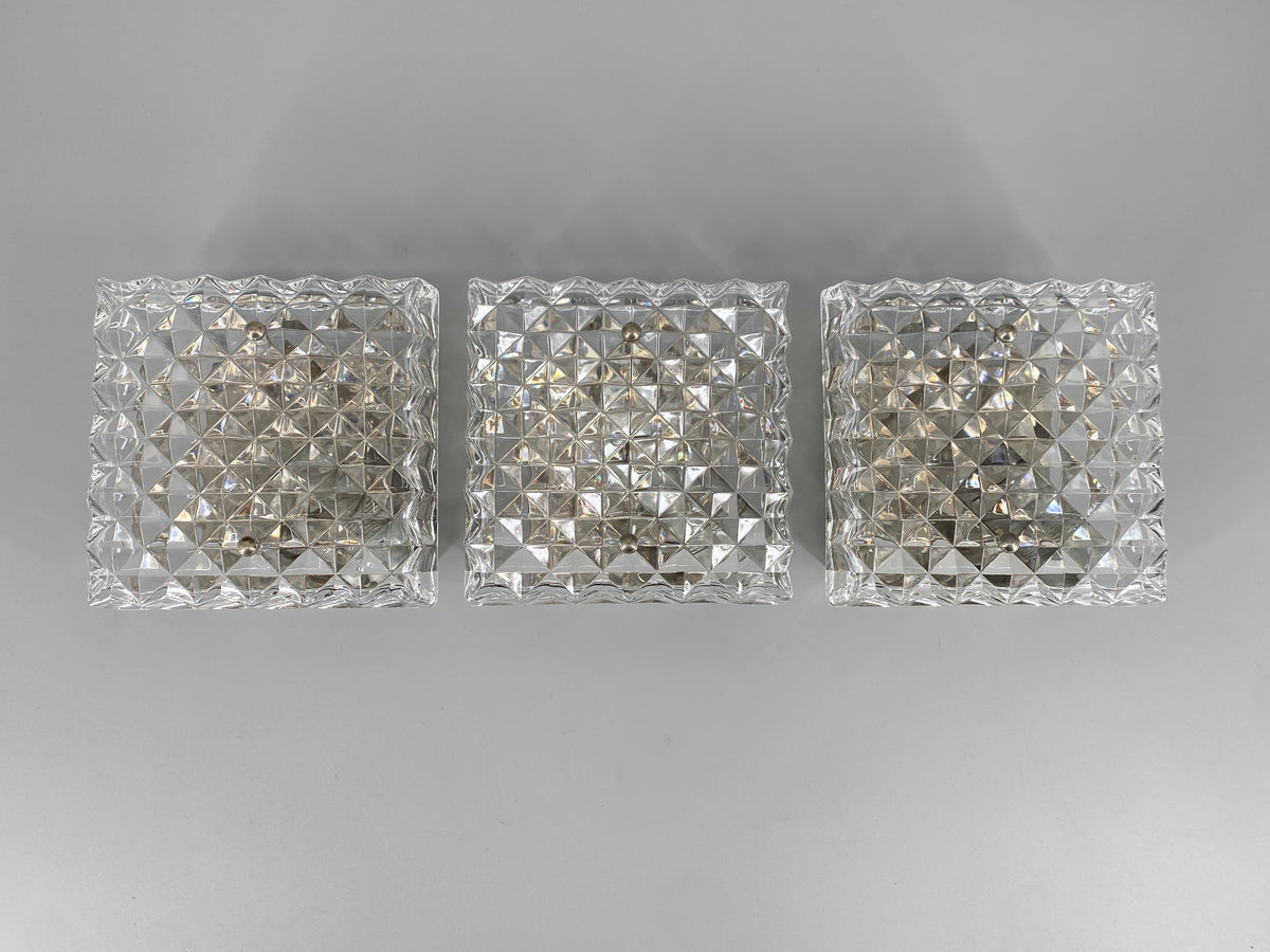 Quadratische Wandlampe mit Strukturglas von Kinkeldey, Deutschland um 1970