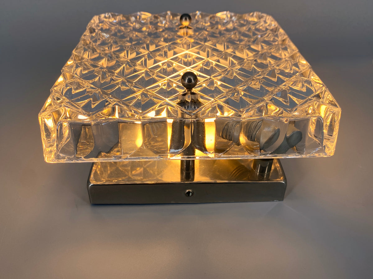 Quadratische Wandlampe mit Strukturglas von Kinkeldey, Deutschland um 1970
