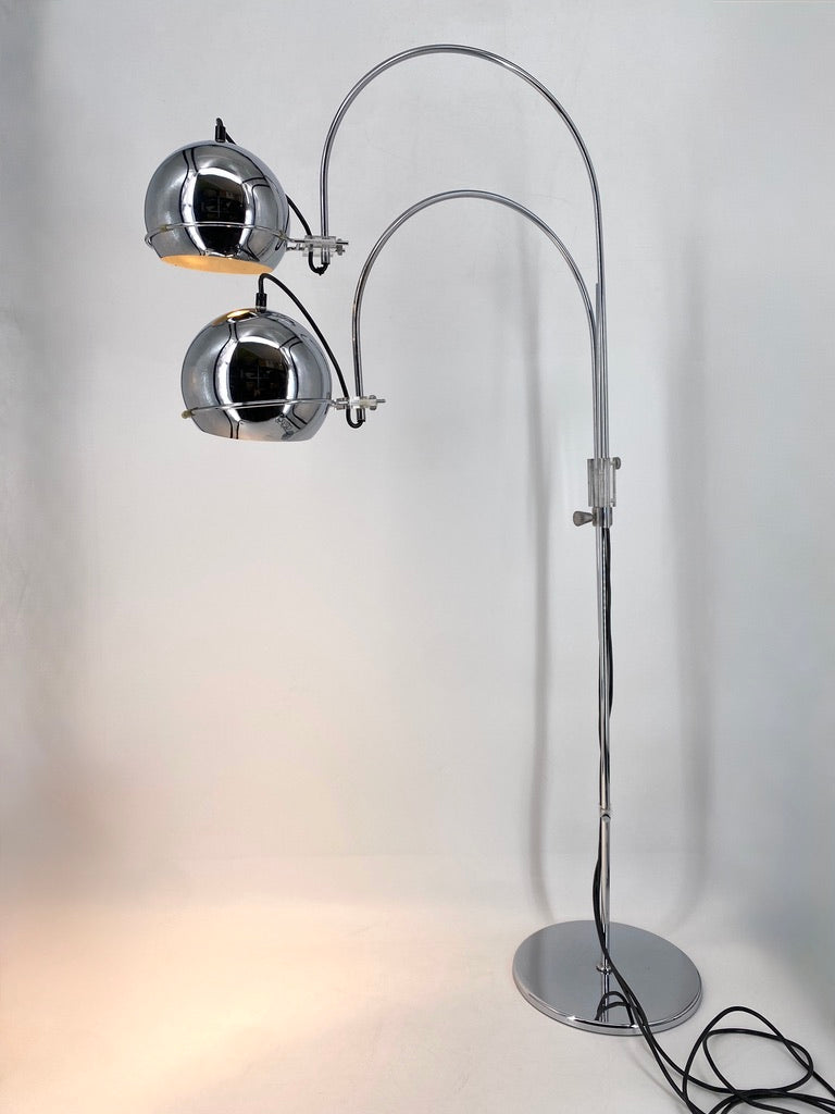 Doppelte Bogenlampe im Space Age Design von GEPO, Niederlande um 1970