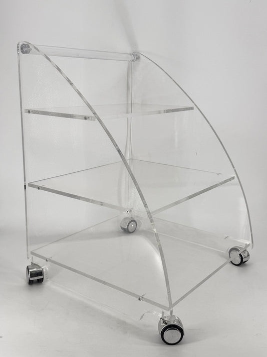 Rollwagen mit 3 Stufen aus Acrylglas, um 1970