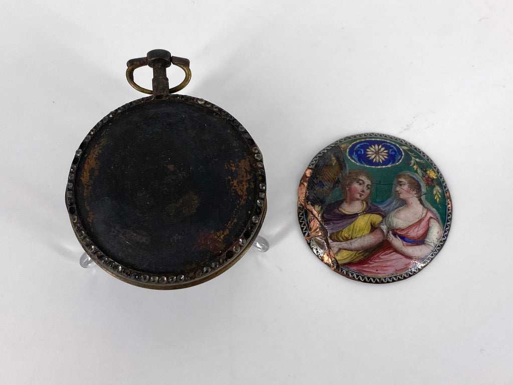 Antike Taschenuhr mit Spindelhemmung und Emaillemalerei von Breguet A Paris, Frankreich um 1800