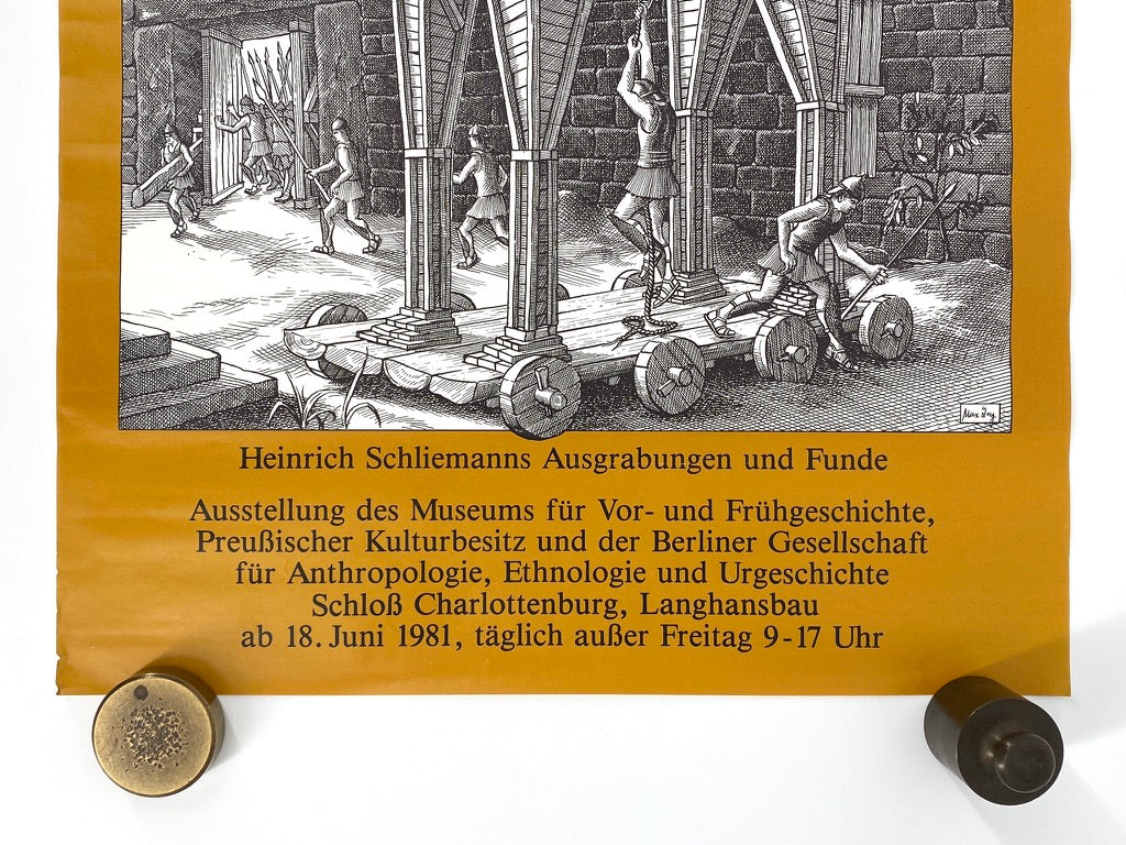 Austellungsplakat „Troja. Heinrich Schliemanns Ausgrabungen und Funde“ im Schloß Charlottenburg, Deutschland 1981