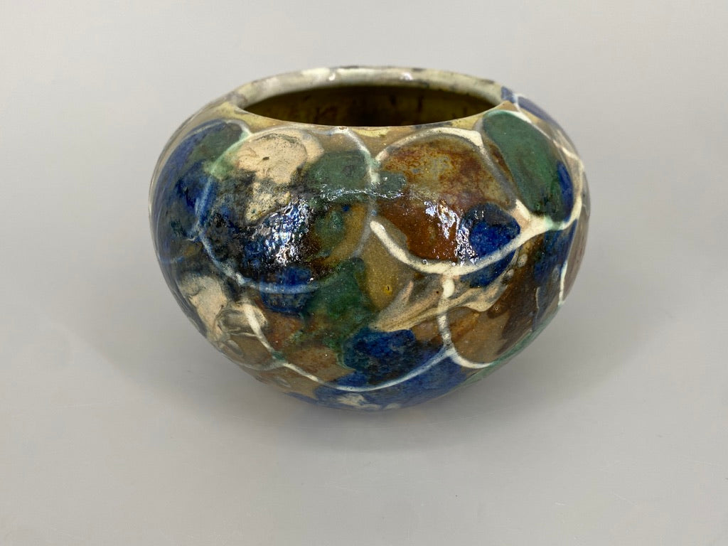 Mid Century Design Vase mit mehrfarbiger Glasur, Studiokeramik