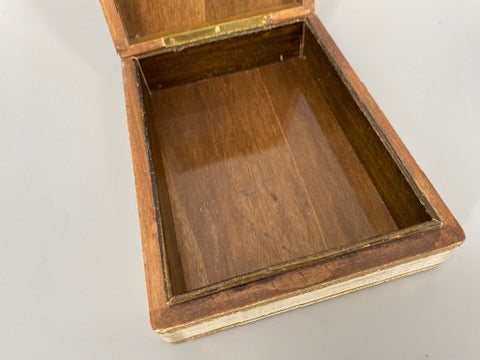 Dekorative Holzschatulle mit "Römischer Perspektive" von Badassare Peruzzi, hergestellt von Fratelli Alinari, Italien um 1900