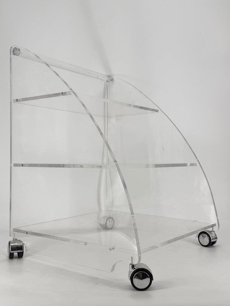 Rollwagen mit 3 Stufen aus Acrylglas, um 1970
