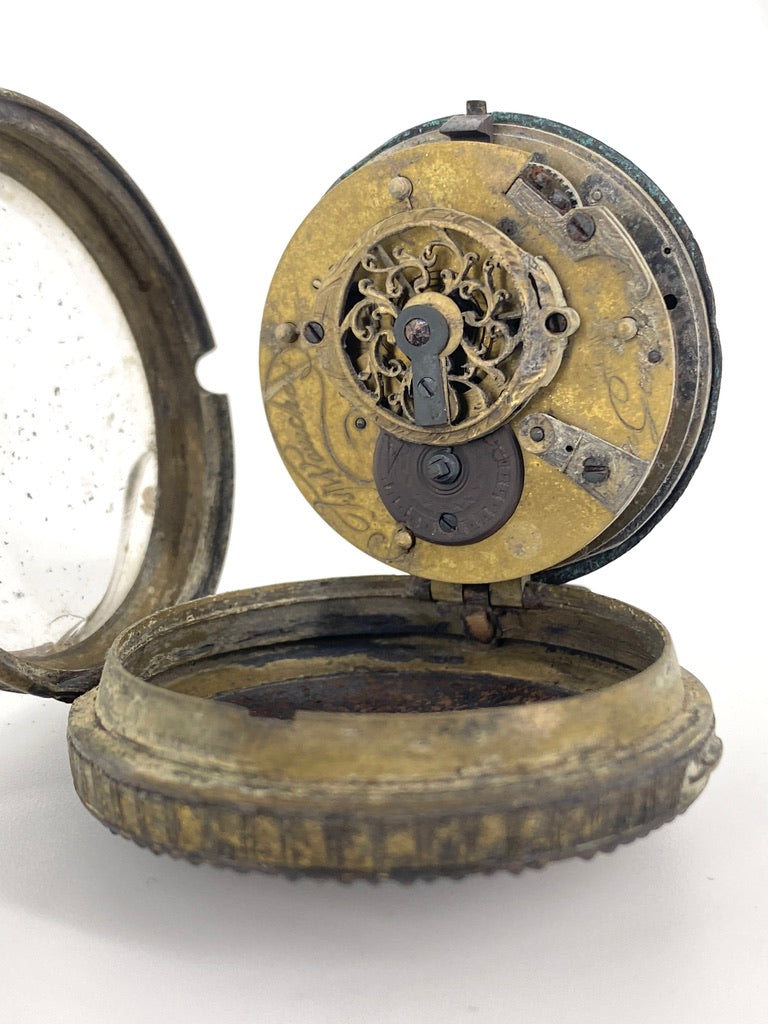 Antike Spindeluhr von Vaucher- Geneve mit Brandschaden, Schweiz um 1780-1830