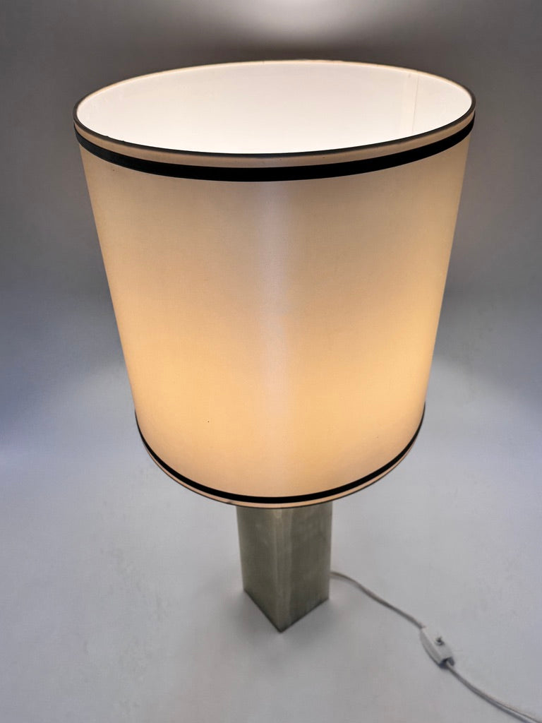 Tischlampe mit Stoffschirm und Sockel aus Onyx, um 1960/1970