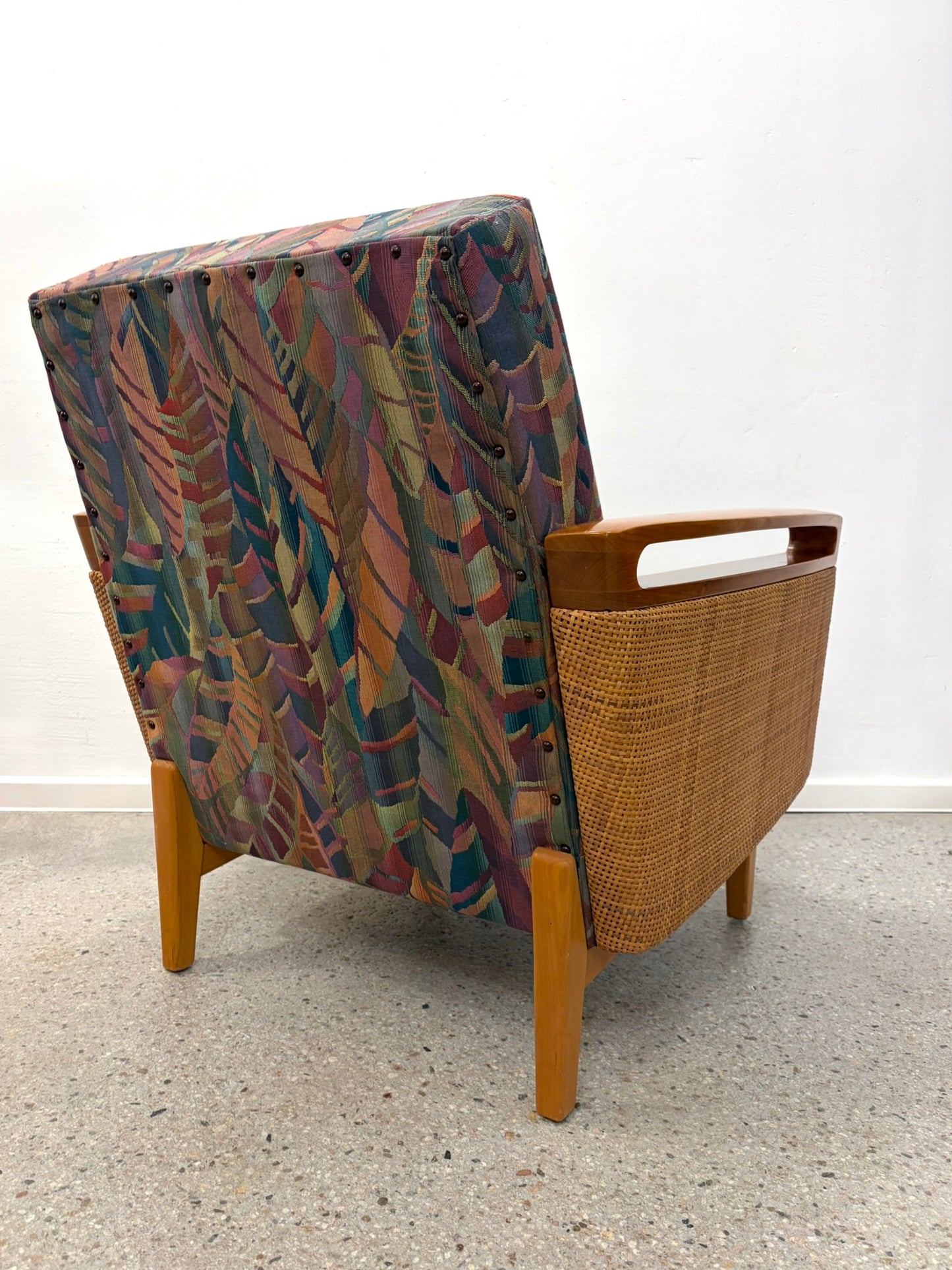 Mid Century Design Sessel mit Korbgeflecht, 50er