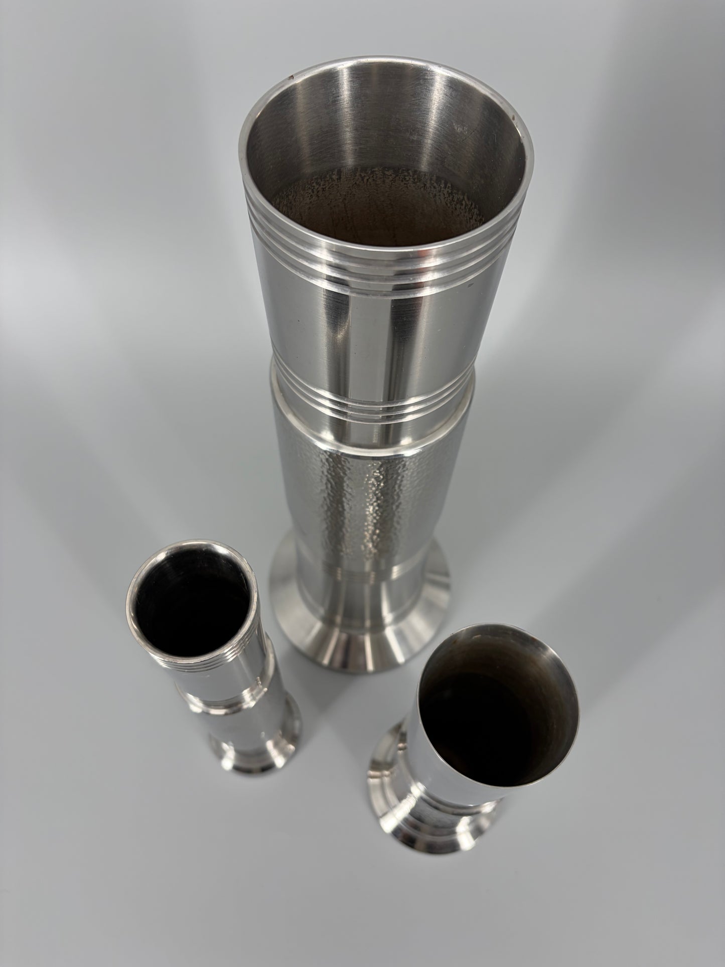 Set aus drei Vasen im brutalistischen Stil von BMF- Bayerische Metallwarenfabrik, Deutschland 1970er