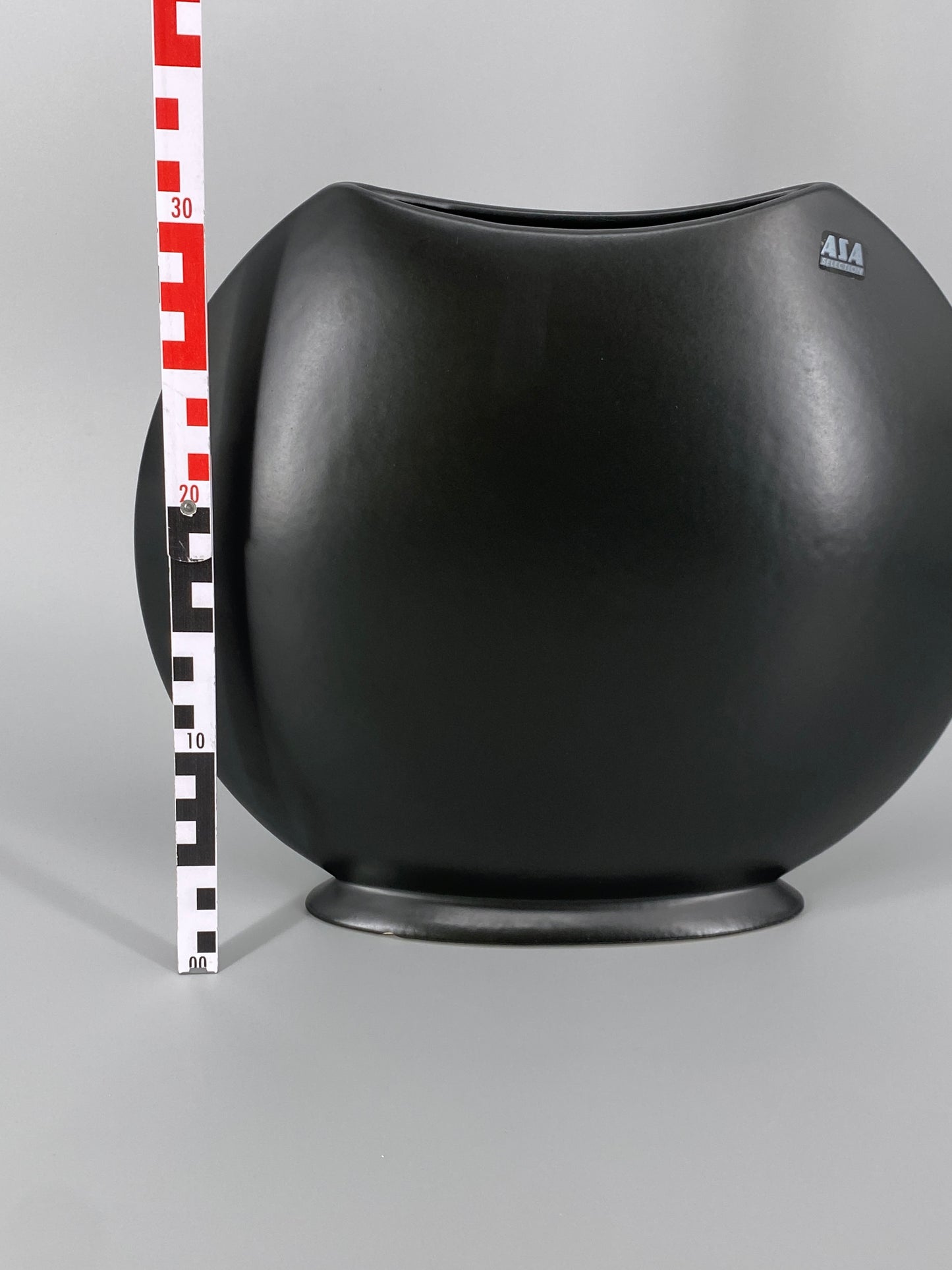 Vintage Blumenvase aus schwarz glasierter Keramik von ASA Selection, Deutschland 1980er