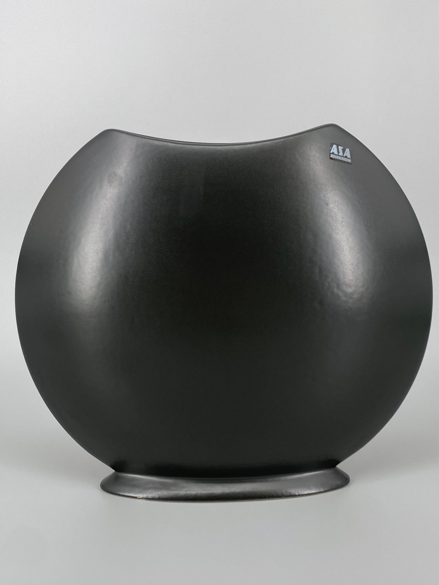Vintage Blumenvase aus schwarz glasierter Keramik von ASA Selection, Deutschland 1980er