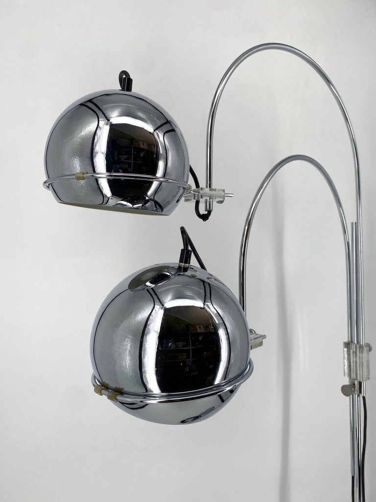Doppelte Bogenlampe im Space Age Design von GEPO, Niederlande um 1970